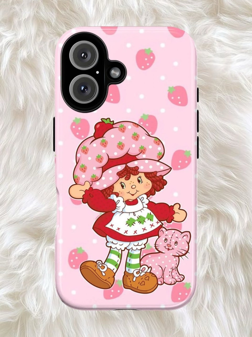 Pink Strawberry Phone Case with Cute Character
